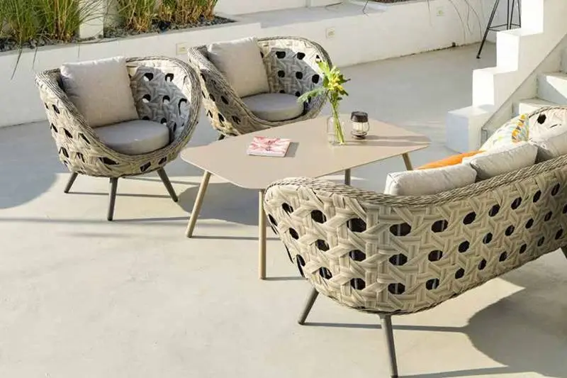 Set Sofa i fafo ma PE Rattan ma Aluminum Kofe laulau 1