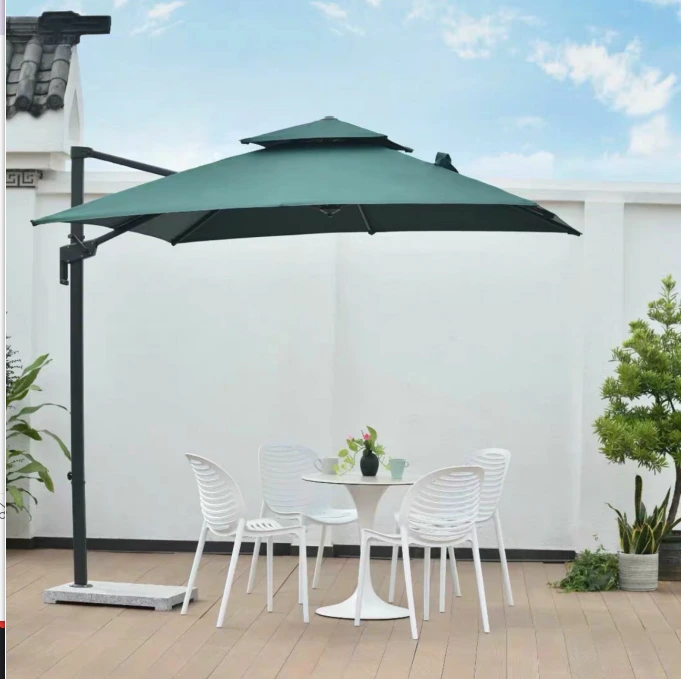 ပြင်ပပရိဘောဂ Garden Sunproof Brown Beach Cantilever Umbrella 1