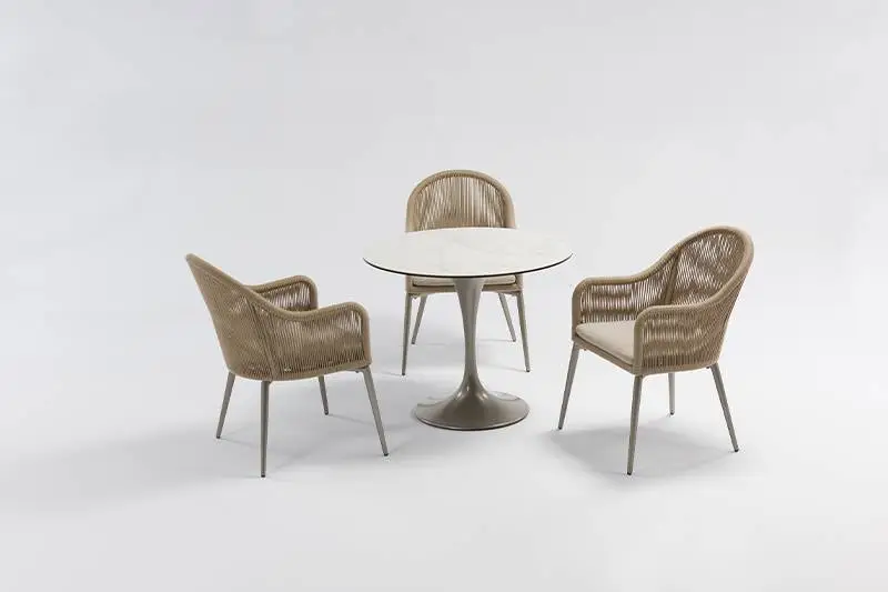 3 Sitplek Aluminium Buitelugmeubels Eetkamertafelstoele Patio Tuinstelle 1