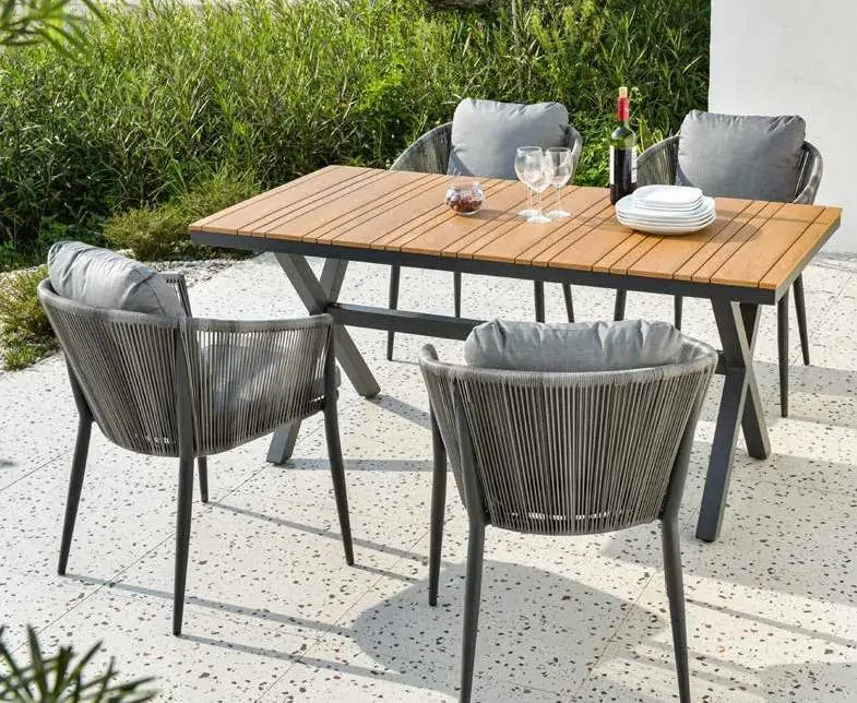 2022 Disinn ġdid modern Garden Mejda estensibbli tabella ta 'barra aluminju Patio dining set 1